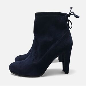 Stuart Weitzman “Perfection” Navy Suede Booties Size 8